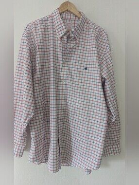 Brooks Brothers Madison White Button-Down Shirt with Red & Blue Plaid